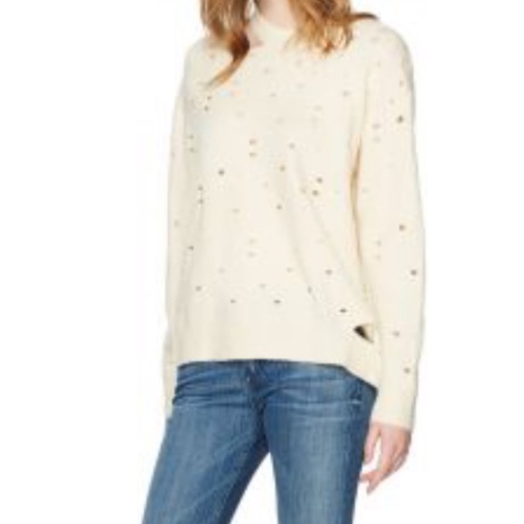 New ASTR distressed pullover sweater cream white M - Picture 8 of 8